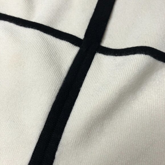 sexy Knit Cream Black Trimmed Sleeveless Turtleneck Winter Office Tank Top - Picture 6 of 12